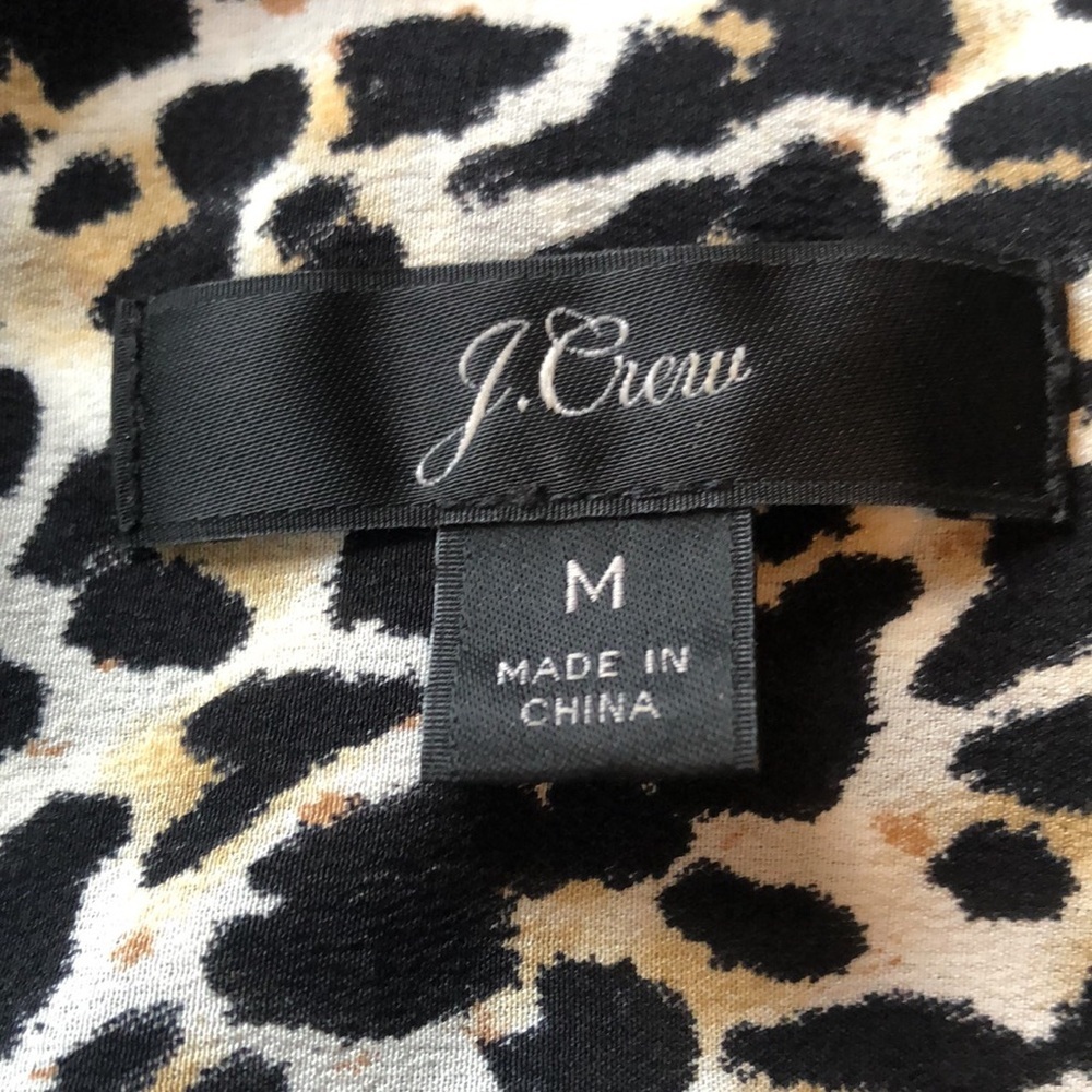 J.Crew 100% Silk Leopard print Blouse w/tie neck & long sleeves Size Medium - Picture 8 of 10